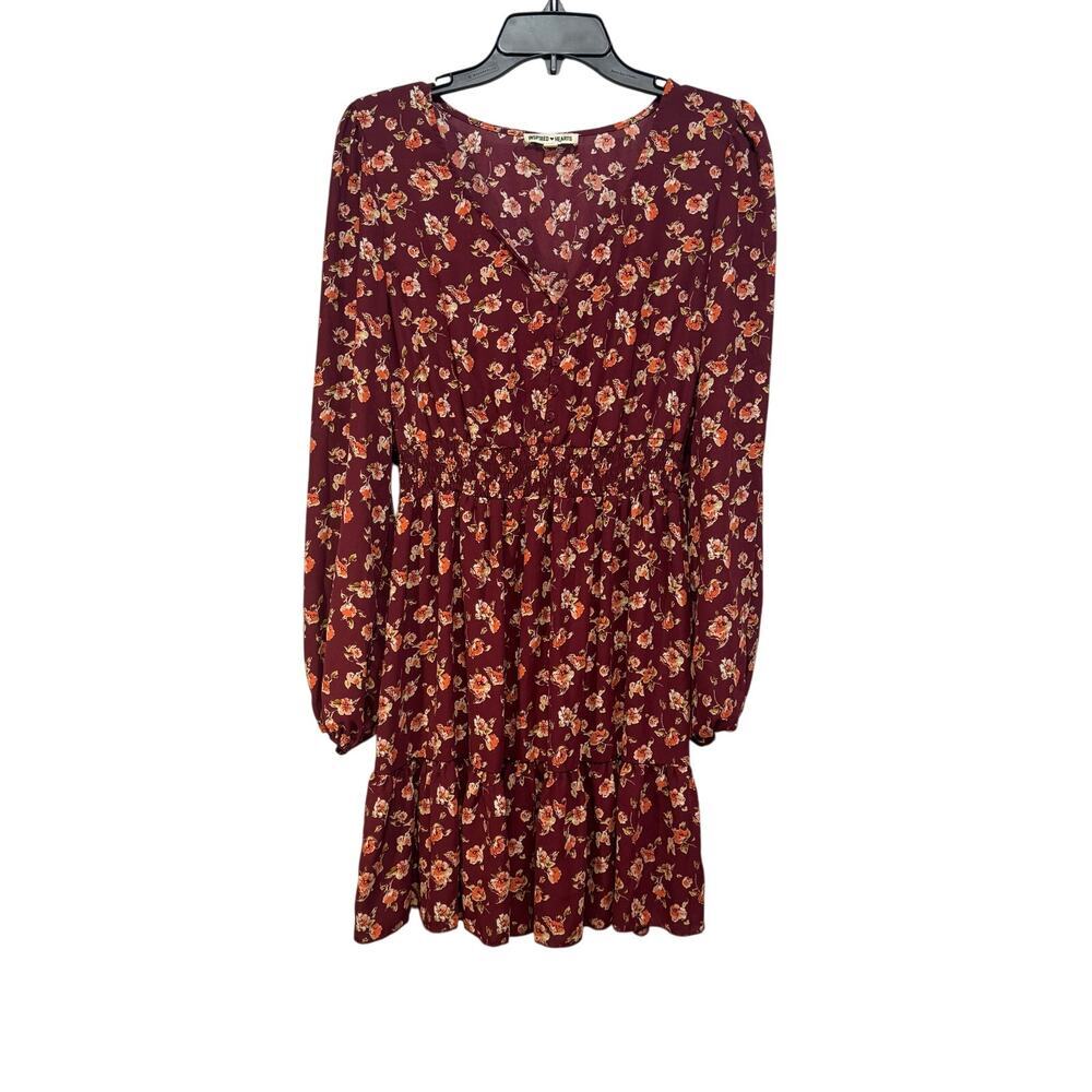 Inspired Hearts purple floral dress with long‎ sleeves. Girls XL
